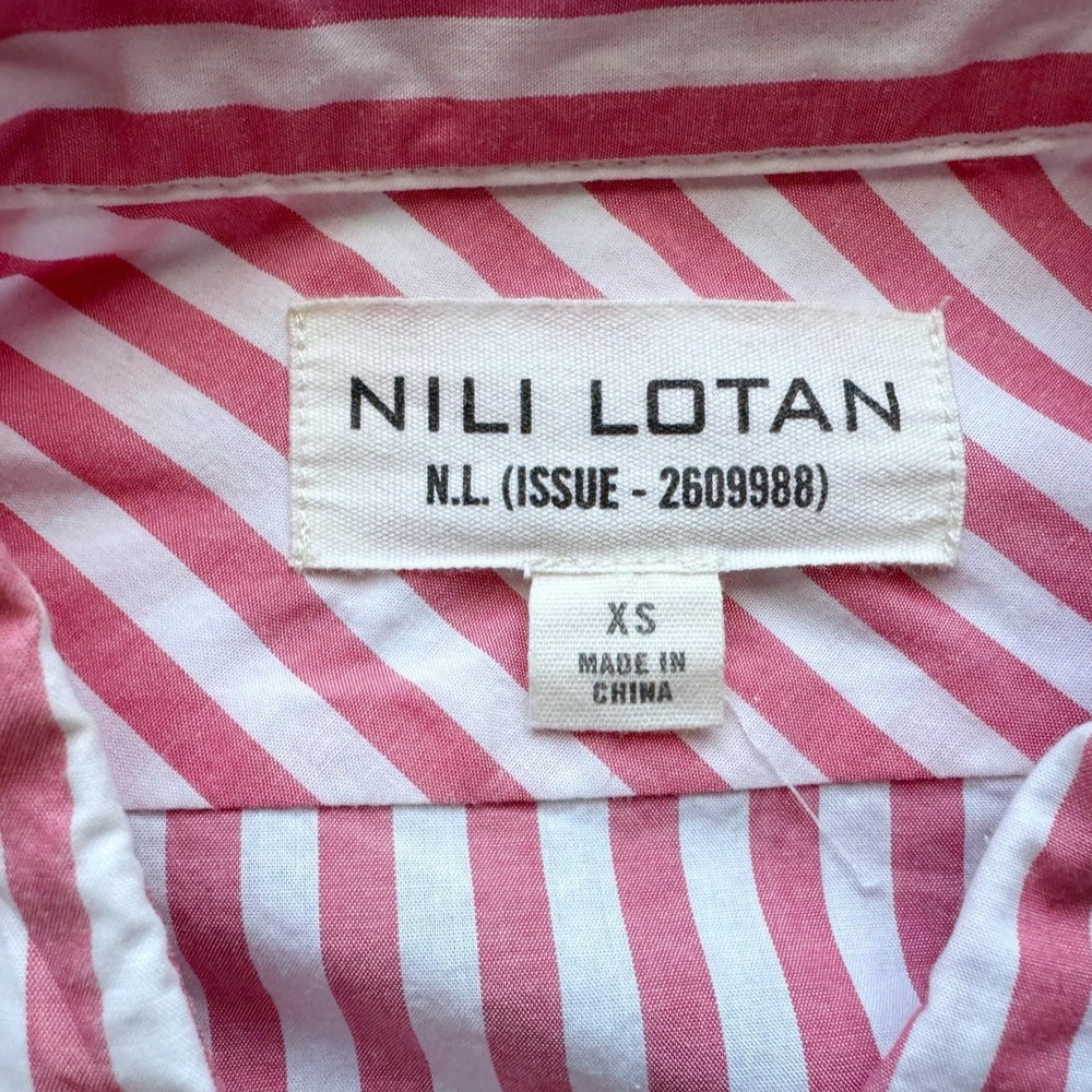 Nili Lotan Women's Red Striped Button Down Shirt XS Quiet Luxury‎ Boyfriend Prep - Picture 6 of 16